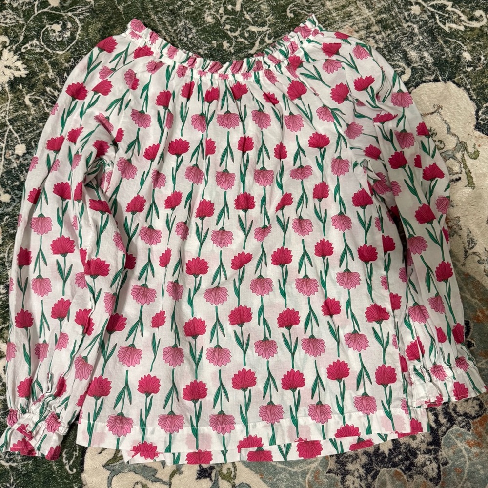 J. Crew Pink and Green Floral Top
